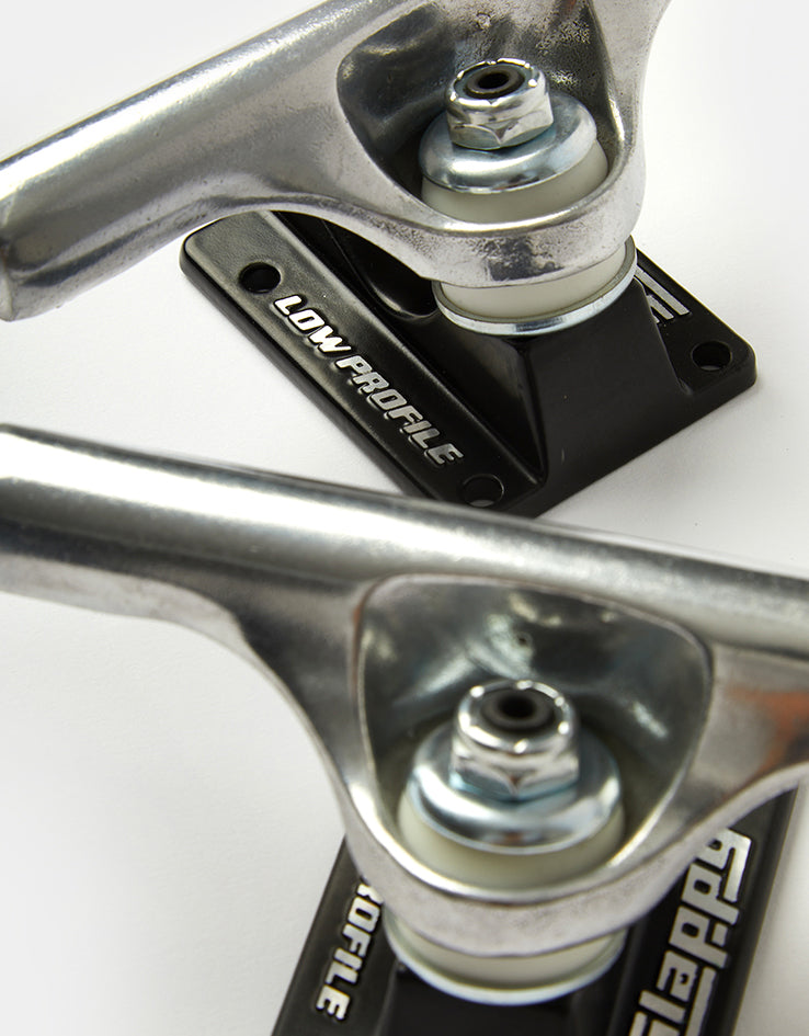 Slappy ST1 Hollow Low Profile Skateboard Trucks - Polished/Black (Pair)