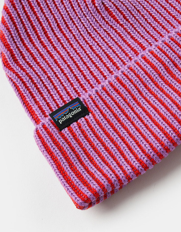 Patagonia Fishermans Rolled Beanie - Contrast Stripe/Brisk Purple