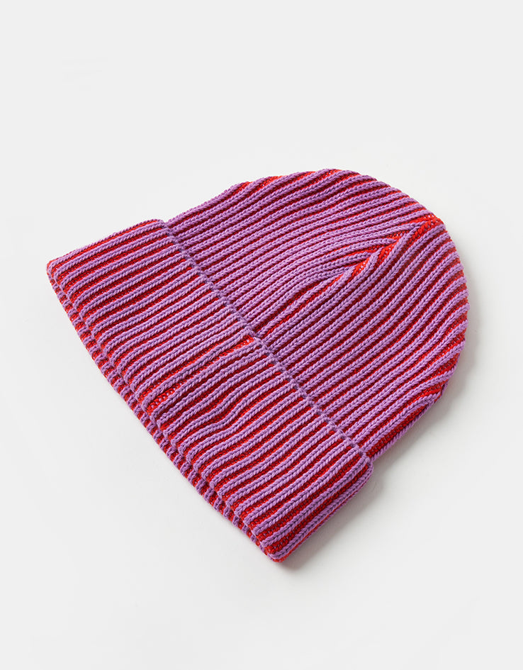 Patagonia Fishermans Rolled Beanie - Contrast Stripe/Brisk Purple