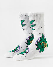 HUF Green Buddy Hypnosis Crew Socks - White