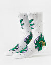 HUF Green Buddy Hypnosis Crew Socks - White