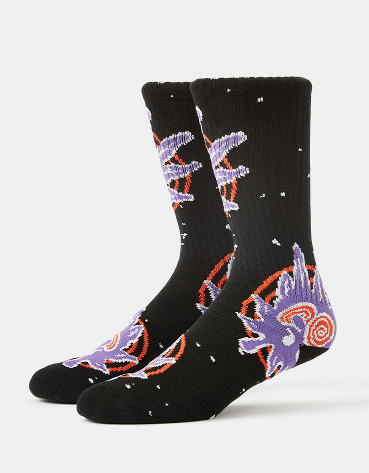 HUF Green Buddy Hypnosis Crew Socks - Black