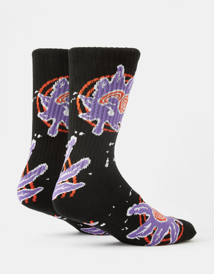 HUF Green Buddy Hypnosis Crew Socks - Black