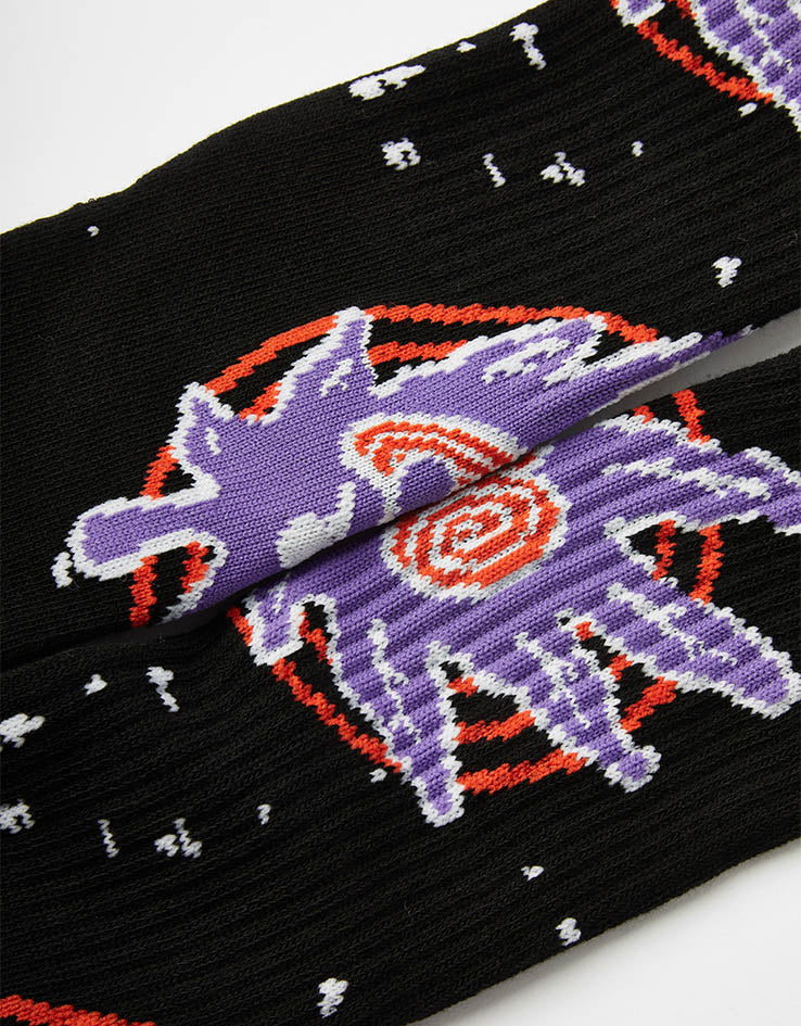 HUF Green Buddy Hypnosis Crew Socks - Black