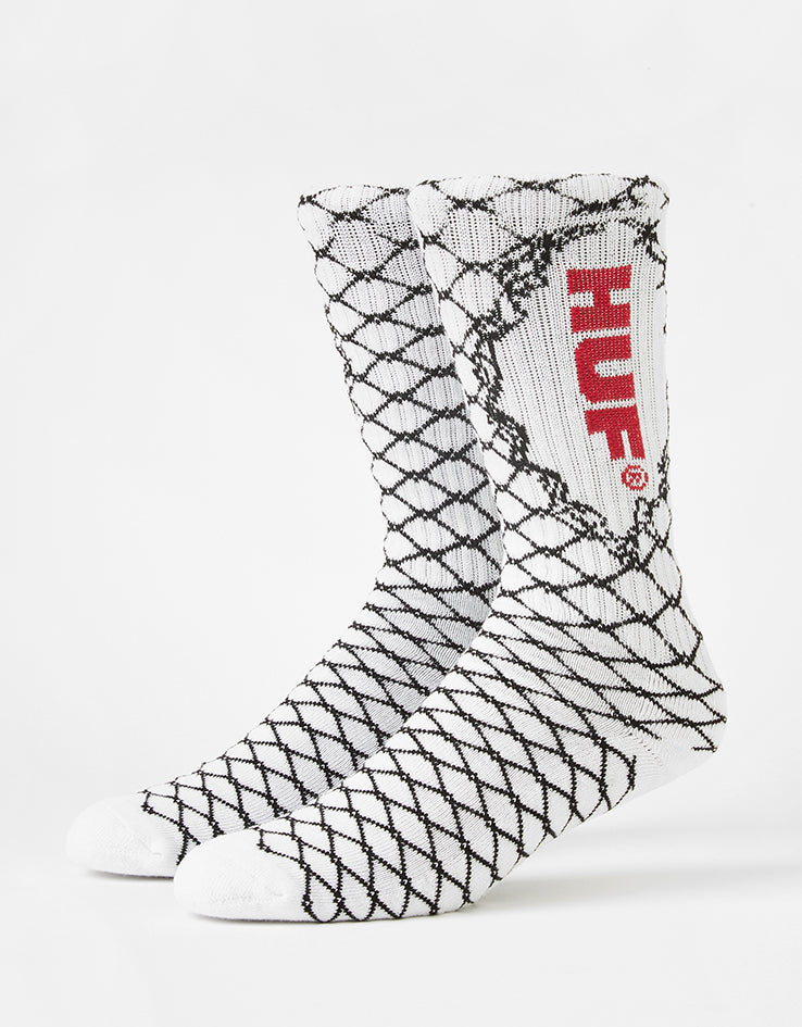 HUF Broken Fence Crew Socks - White