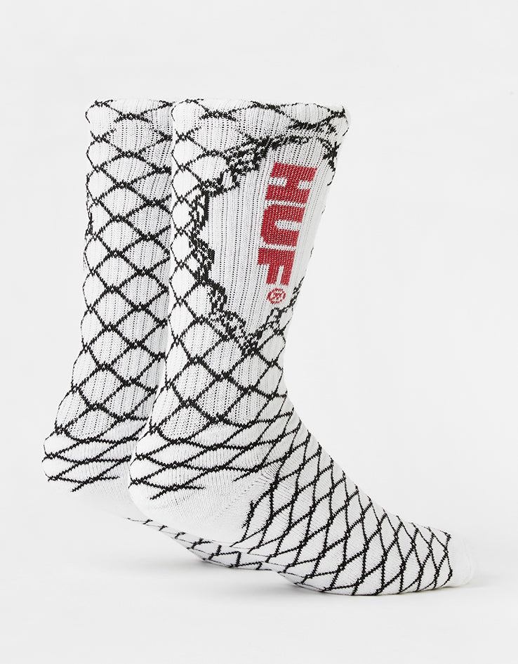 HUF Broken Fence Crew Socks - White