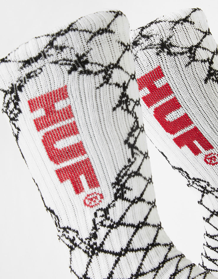 HUF Broken Fence Crew Socks - White