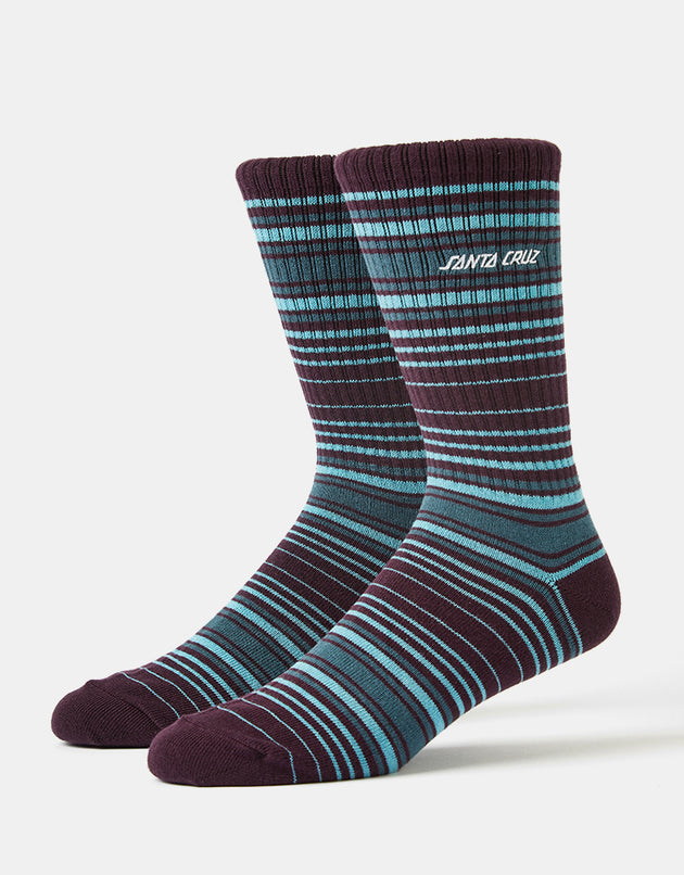 Santa Cruz Classic Strip Stripe Socks - Dark Cherry Stripe