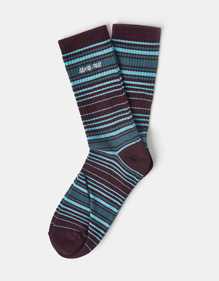 Santa Cruz Classic Strip Stripe Socks - Dark Cherry Stripe