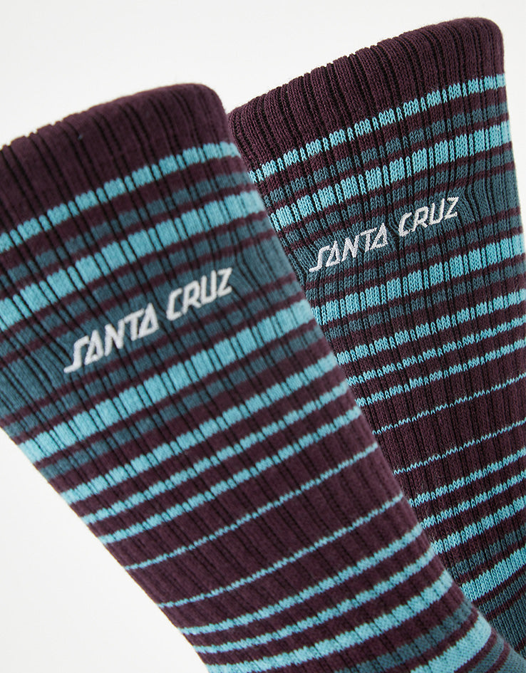 Santa Cruz Classic Strip Stripe Socks - Dark Cherry Stripe