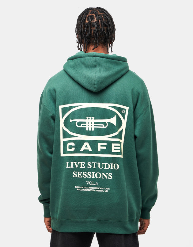 Skateboard Cafe 45 Pullover Hoodie - Forest Green/Cream