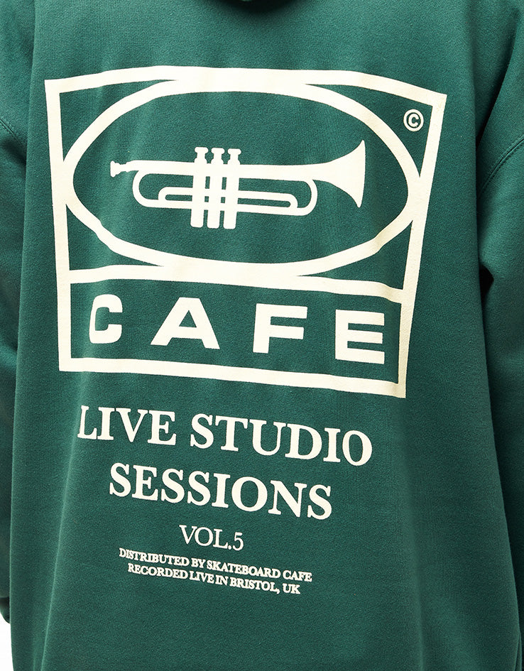 Skateboard Cafe 45 Pullover Hoodie - Forest Green/Cream