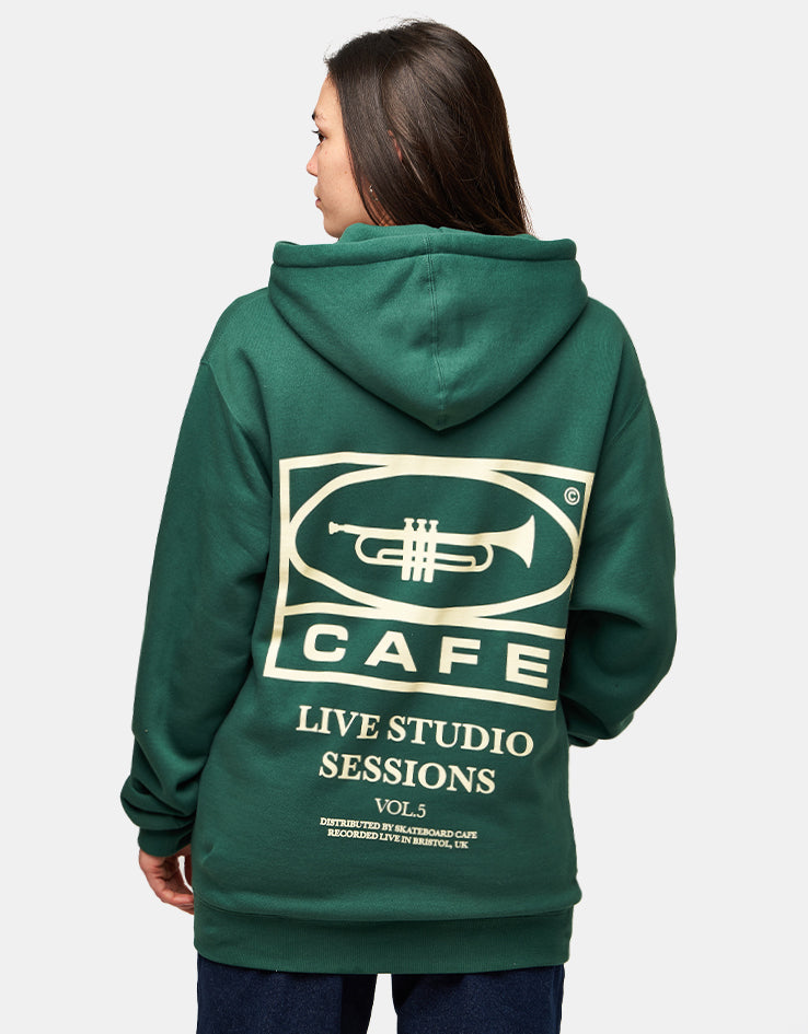 Skateboard Cafe 45 Pullover Hoodie - Forest Green/Cream