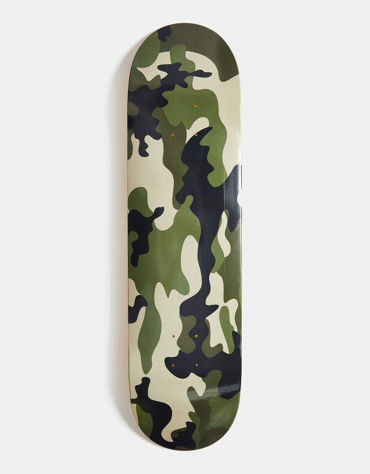 Route One Woodland Camo Athletic Logo Skateboard Deck - 8.25"