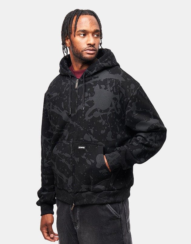 ICHPIG Splatter Zip-Up Hoodie - Black