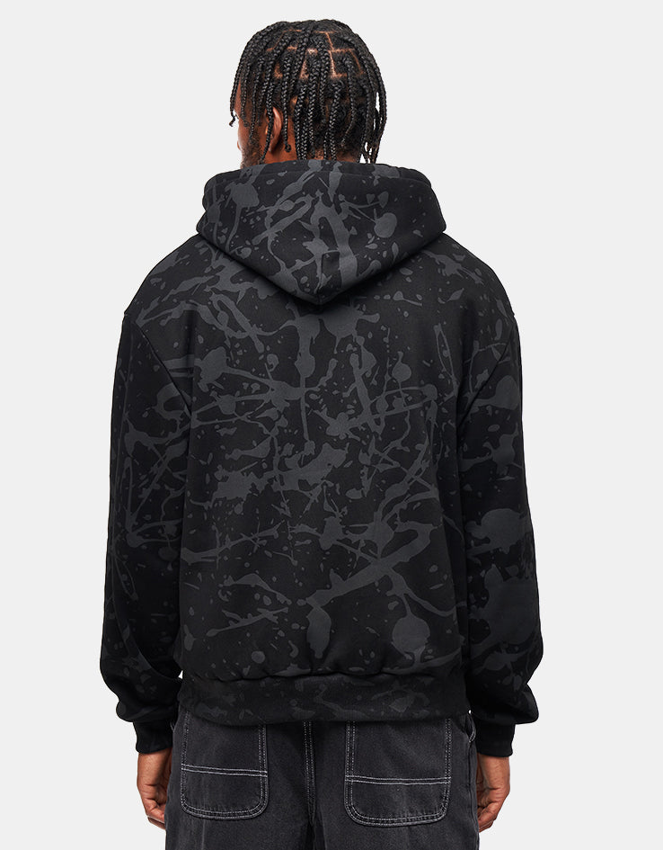 ICHPIG Splatter Zip-Up Hoodie - Black