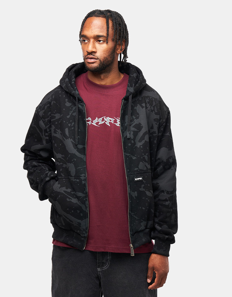 ICHPIG Splatter Zip-Up Hoodie - Black
