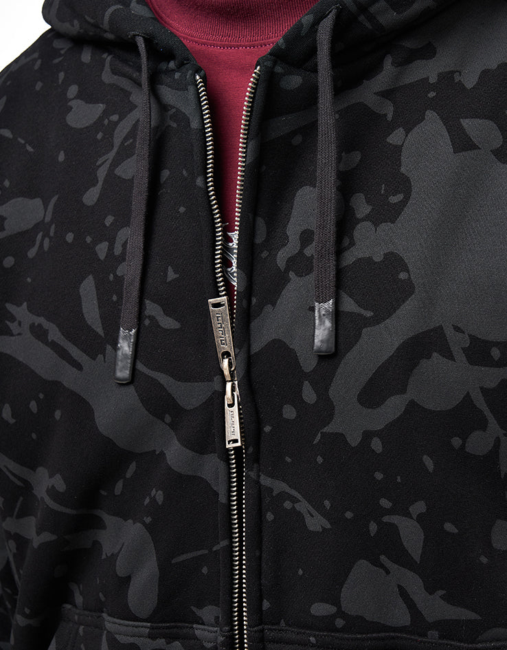 ICHPIG Splatter Zip-Up Hoodie - Black