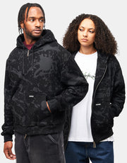 ICHPIG Splatter Zip-Up Hoodie - Black