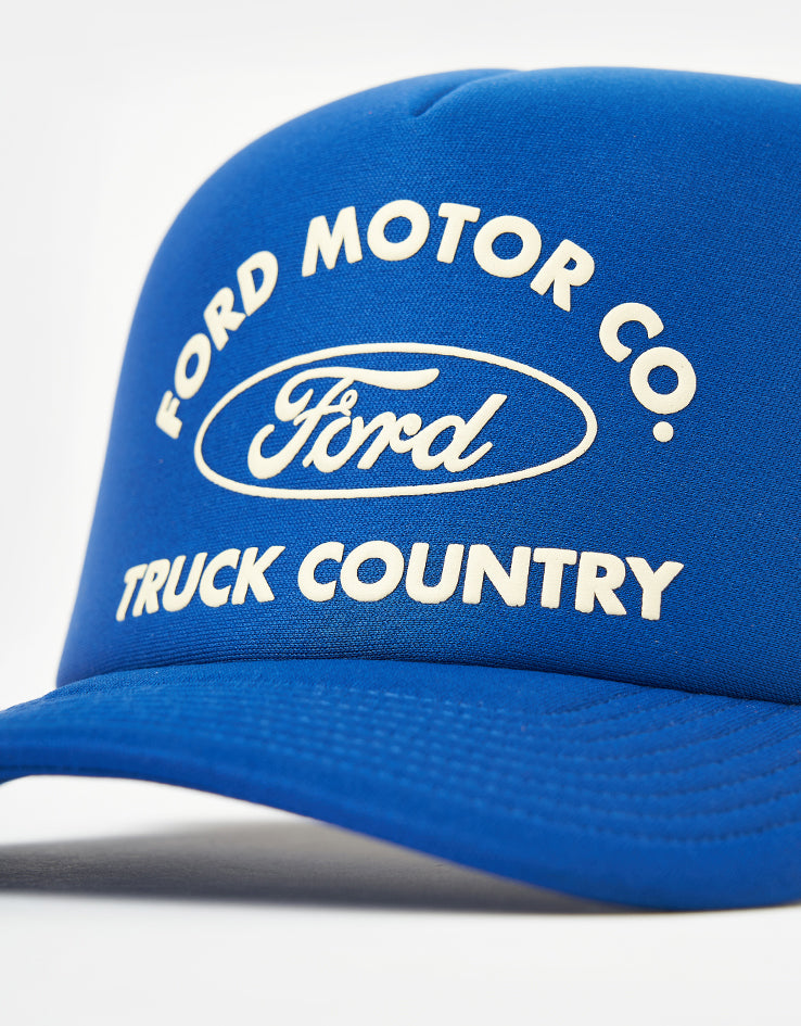 Brixton x Ford Built Tough Trucker Cap - Ford Blue/Wimbledon White