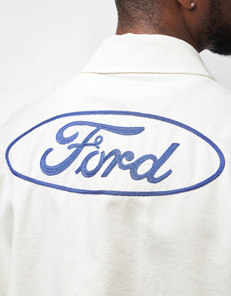 Brixton x Ford Number One Garage Jacket - Wimbledon White