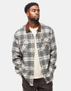 Brixton Builders Bowery Perf L/S Flannel Shirt - Off White/Black