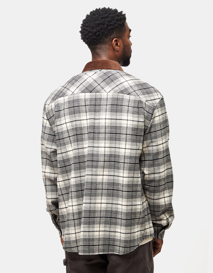 Brixton Builders Bowery Perf L/S Flannel Shirt - Off White/Black