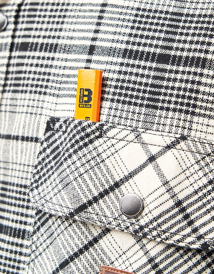 Brixton Builders Bowery Perf L/S Flannel Shirt - Off White/Black