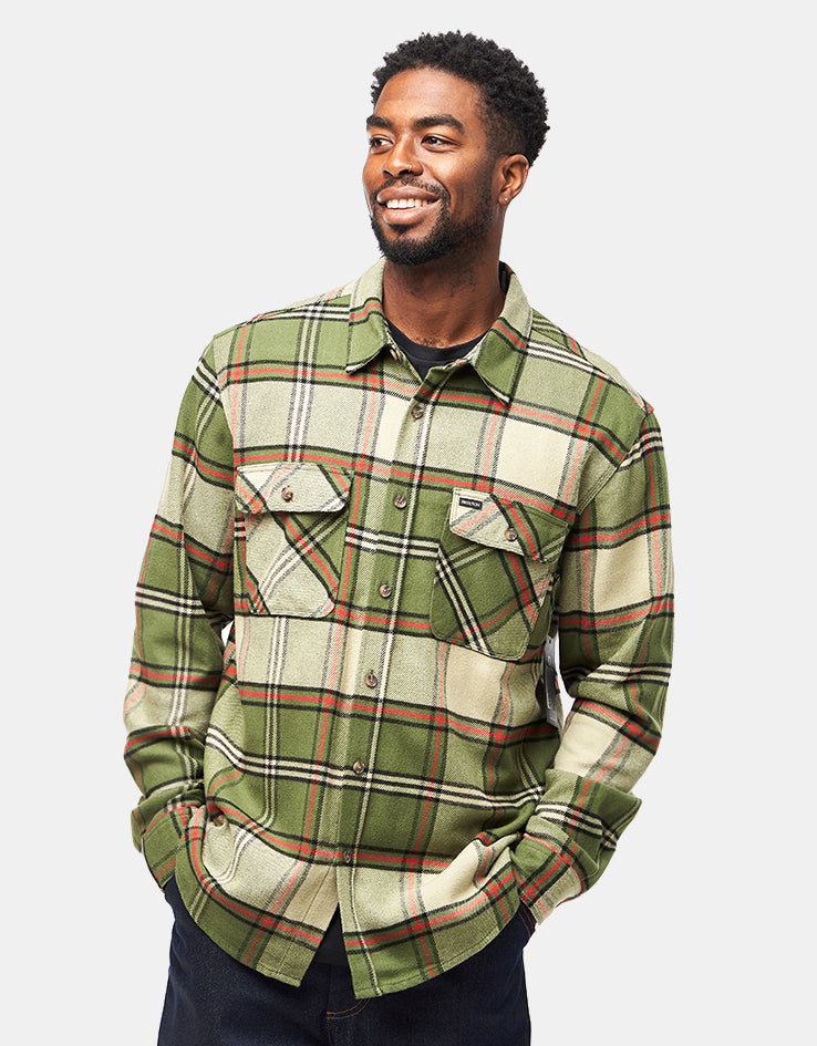 Brixton Bowery L/S Flannel Shirt - Wild Green/Elm/Adrenaline Rush