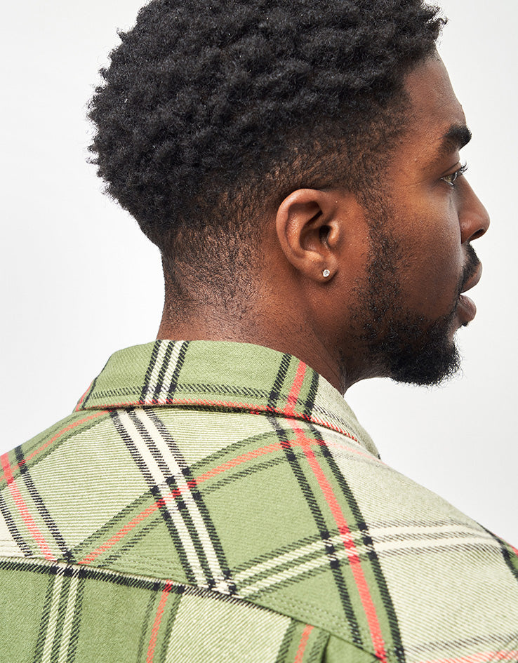 Brixton Bowery L/S Flannel Shirt - Wild Green/Elm/Adrenaline Rush