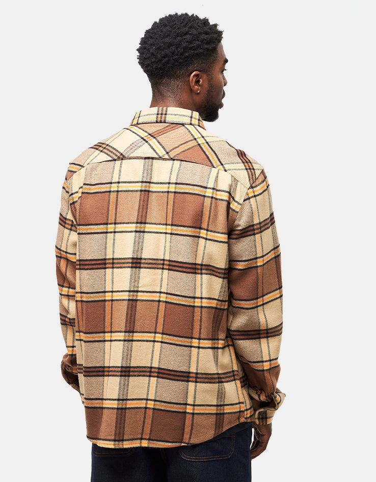 Brixton Bowery L/S Flannel Shirt - Sand/Pinecone/Solar Orange