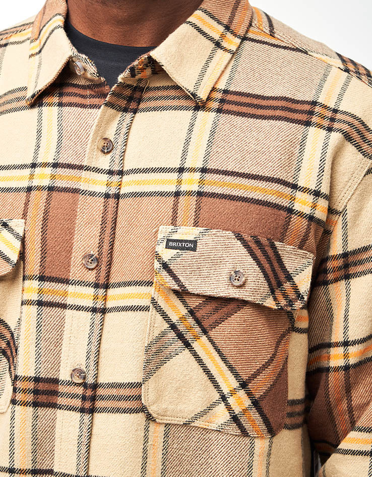 Brixton Bowery L/S Flannel Shirt - Sand/Pinecone/Solar Orange
