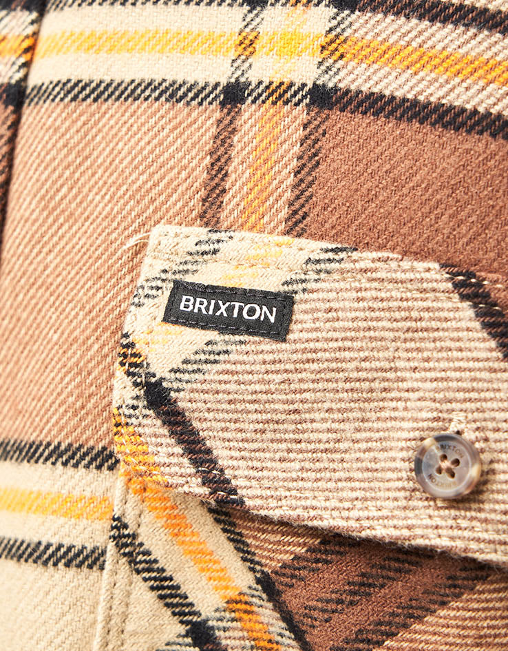 Brixton Bowery L/S Flannel Shirt - Sand/Pinecone/Solar Orange
