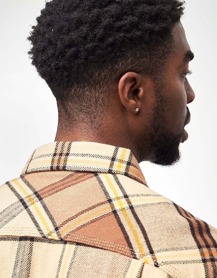 Brixton Bowery L/S Flannel Shirt - Sand/Pinecone/Solar Orange