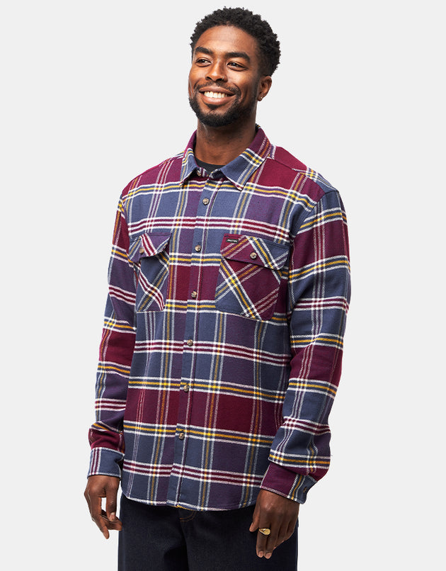Brixton Bowery L/S Flannel Shirt - Mood Indigo/Port/Saffron