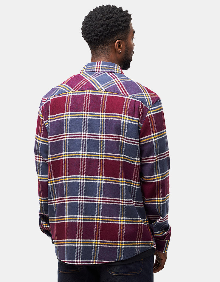 Brixton Bowery L/S Flannel Shirt - Mood Indigo/Port/Saffron