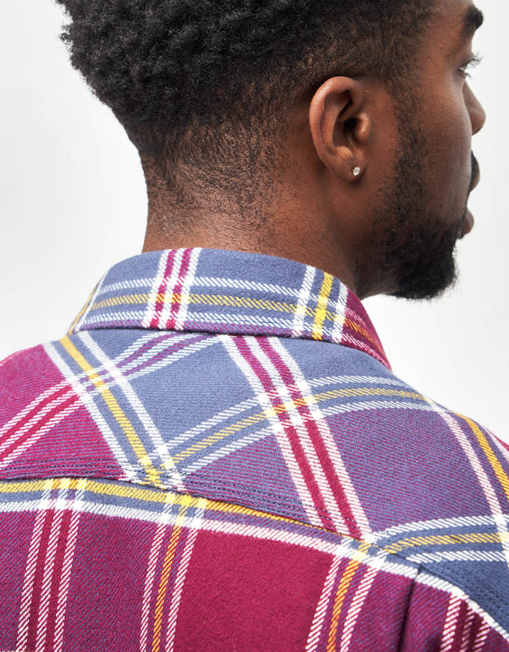 Brixton Bowery L/S Flannel Shirt - Mood Indigo/Port/Saffron