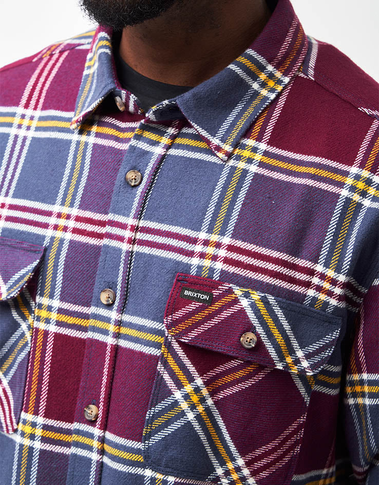 Brixton Bowery L/S Flannel Shirt - Mood Indigo/Port/Saffron