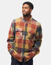 Brixton Bowery Arctic Stretch Fleece L/S Shirt - Rust/Copper Plaid
