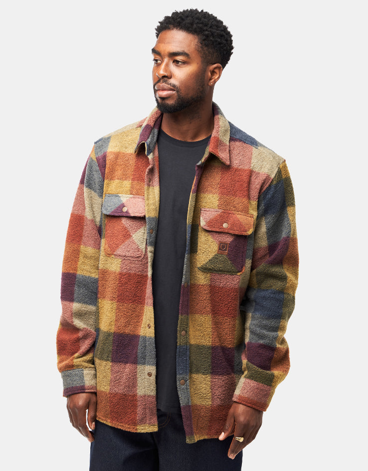 Brixton Bowery Arctic Stretch Fleece L/S Shirt - Rust/Copper Plaid