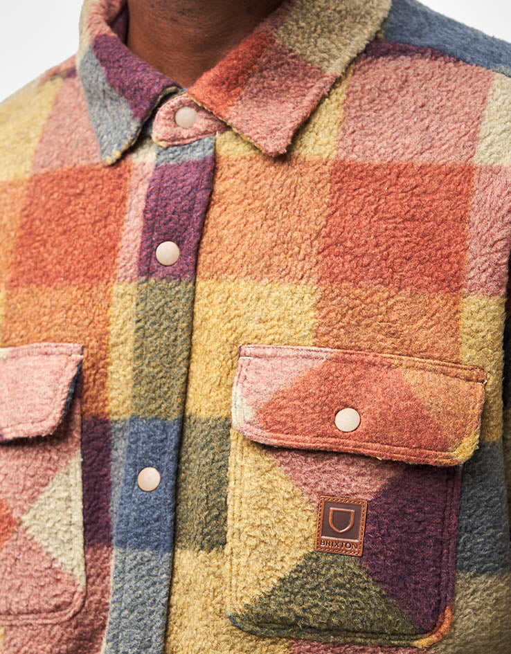 Brixton Bowery Arctic Stretch Fleece L/S Shirt - Rust/Copper Plaid