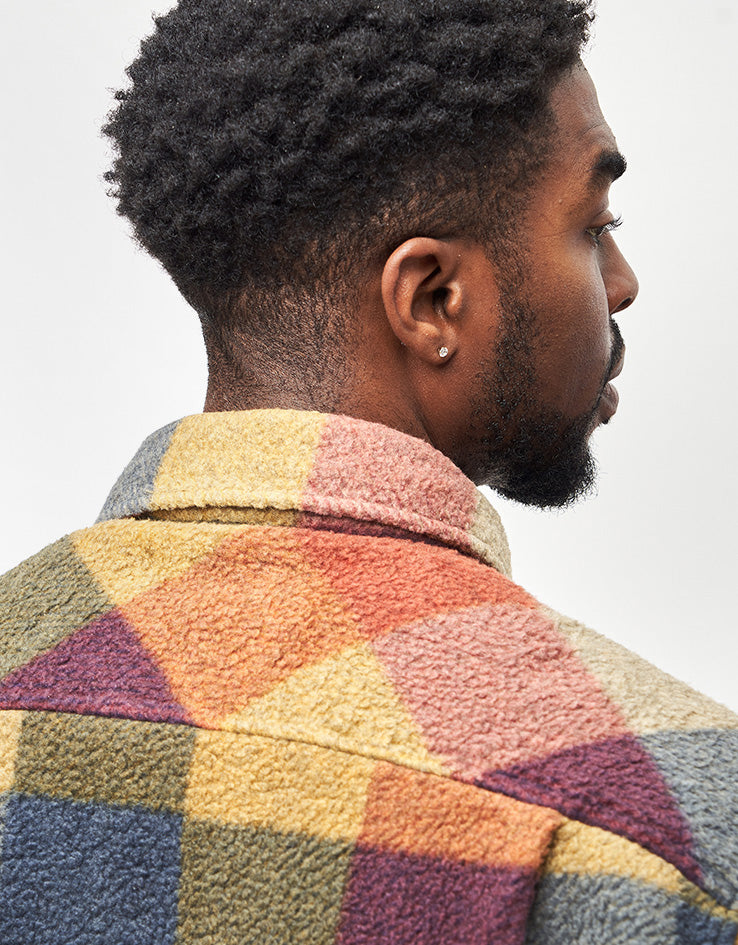 Brixton Bowery Arctic Stretch Fleece L/S Shirt - Rust/Copper Plaid