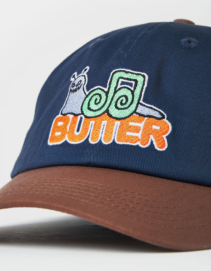 Butter Goods Snail 6 Panel Cap - Navy/Walnut