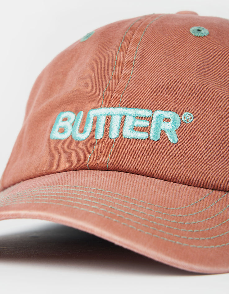 Butter Goods Rounded Logo 6 Panel Cap - Washed Sangria