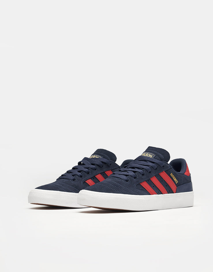 adidas Busenitz Vulc II Skate Shoes - Dark Blue/Better Scarlet/Gold Metallic
