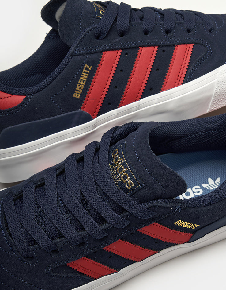 adidas Busenitz Vulc II Skate Shoes - Dark Blue/Better Scarlet/Gold Metallic