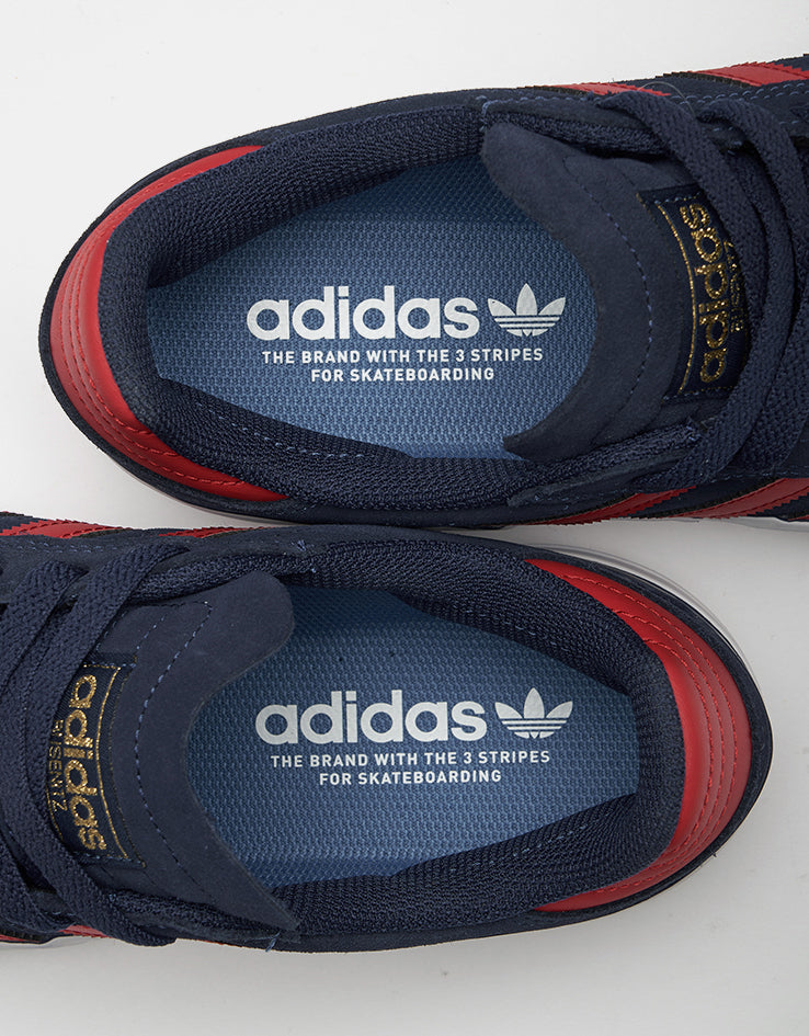 adidas Busenitz Vulc II Skate Shoes - Dark Blue/Better Scarlet/Gold Metallic