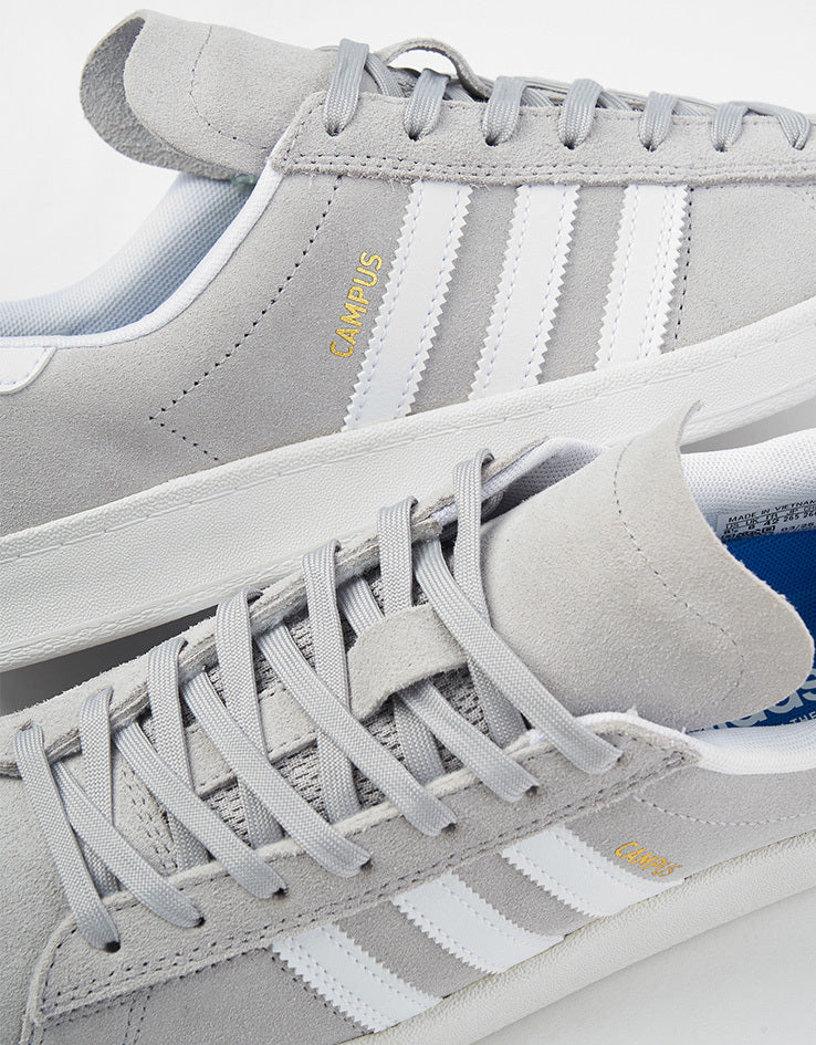 adidas Campus ADV Skate Shoes - Grey/Cloud White/Gold Metallic