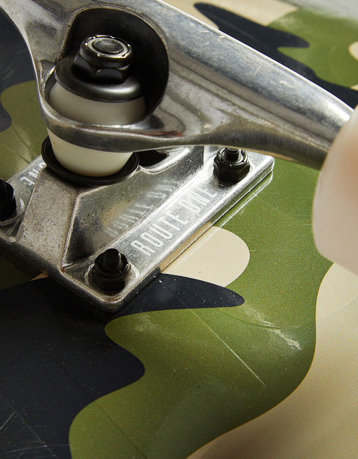 Route One Woodland Camo Athletic Logo Custom Set-Up Complete Skateboard - 8.25"