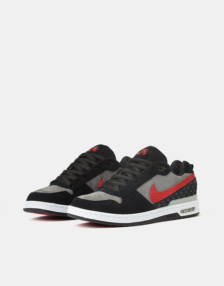 Nike SB Paul Rodriguez Zoom Air Low Skate Shoes - Black/Varsity Red-Flint Grey-Black